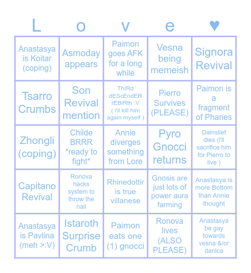 Annie Coping for 7.1 Bingo Card