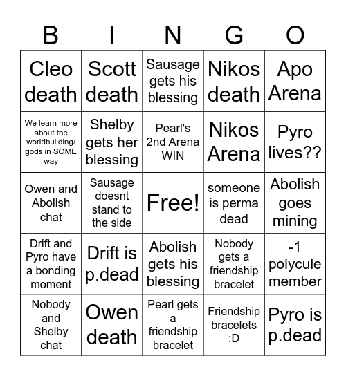 panf Bingo Card