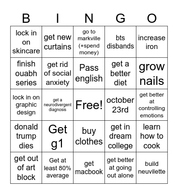 2026-27 school year Bingo Card