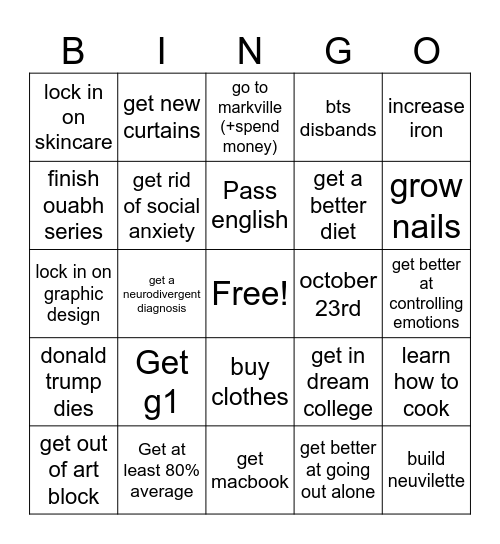 2026-27 school year Bingo Card