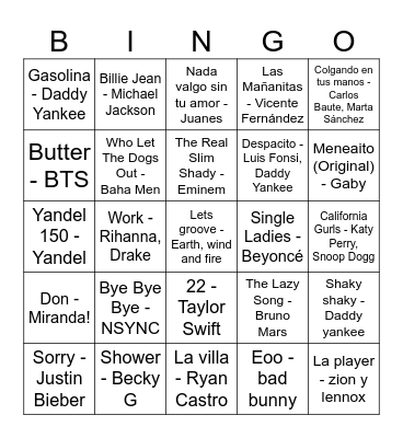 Valeria´s Bingo Card
