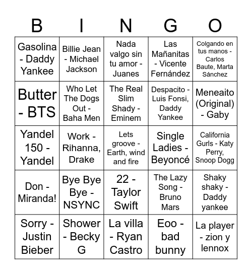 Valeria´s Bingo Card