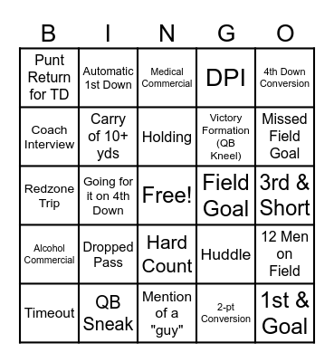 Football Bingo Card