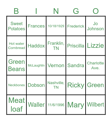 Birthday Bingo Card