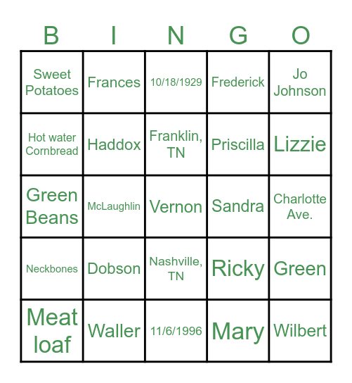 Birthday Bingo Card