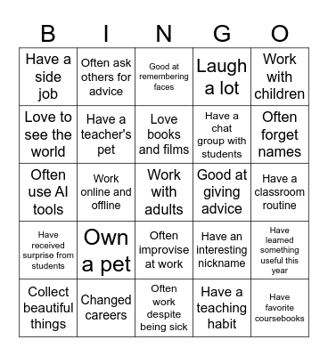 Get to know you BINGO Card