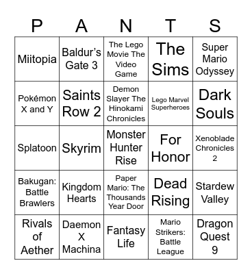 Thierry's Pants Bingo [Round 1] Bingo Card