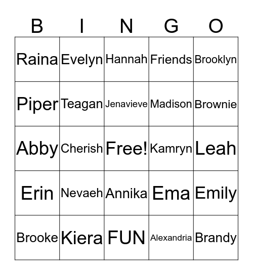 Troop 40188 Bingo Card