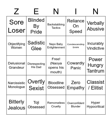 Naoya Bingo! Bingo Card