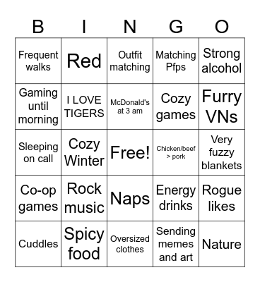 What Jugger LIKES Bingo Card