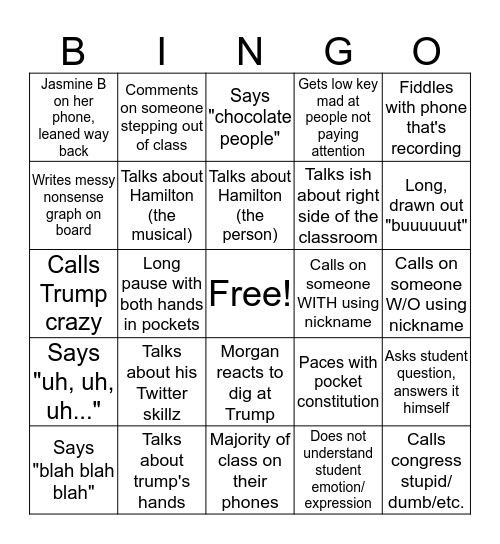 Green-go Bingo Card