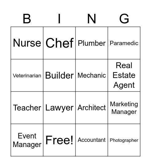 10 Business Careers Bingo Card