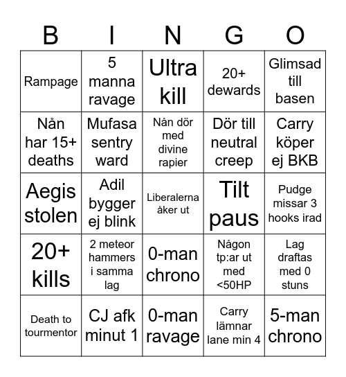 NKMA Dota Inhouse BIngo Card