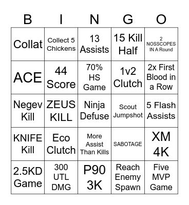CS2 Lockout Bingo Card