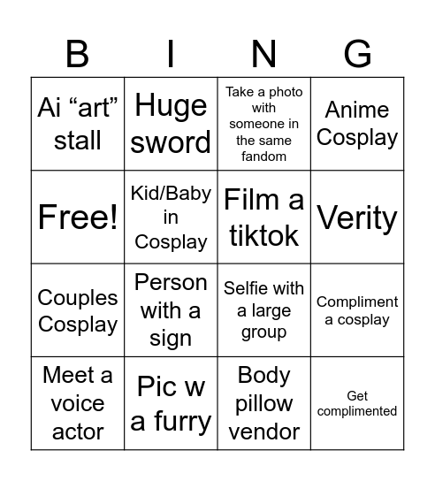 Convention Bingo Card
