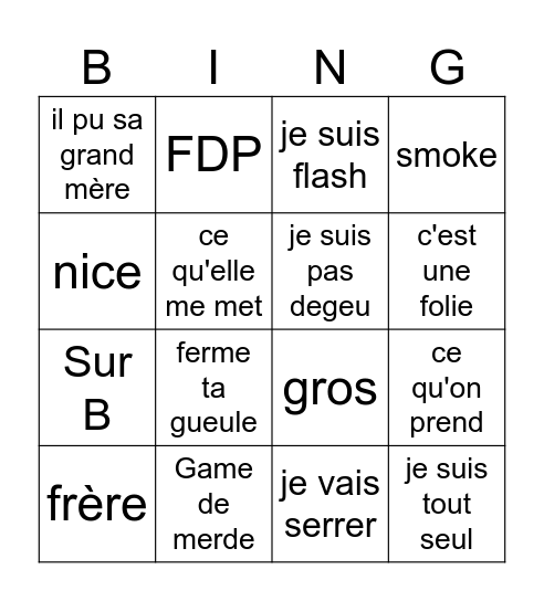 Julien Valo Bingo Card