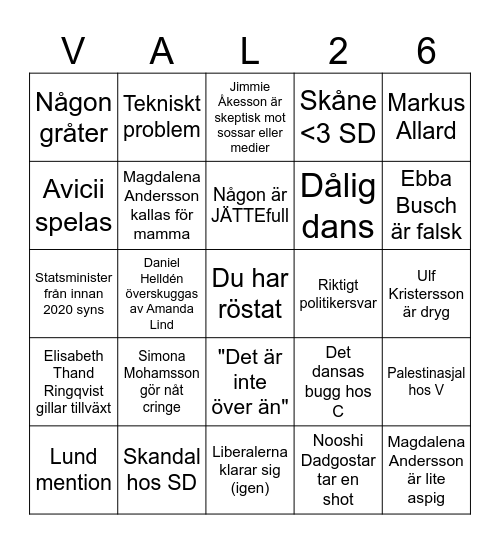 VALVAKA 2026 Bingo Card