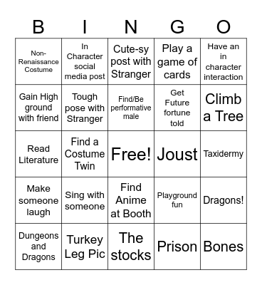 Renaissance Fair Bingo Card