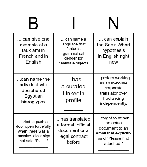 Find someone who ... Bingo Card