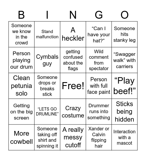 Football Game Bingo Card