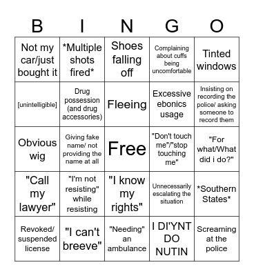 Bodycam Bingo Card