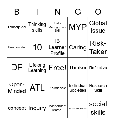 IB Bingo Game Bingo Card