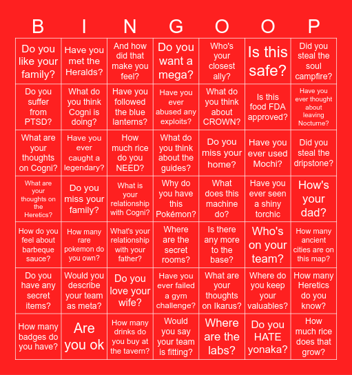 Amaris Bingo Card
