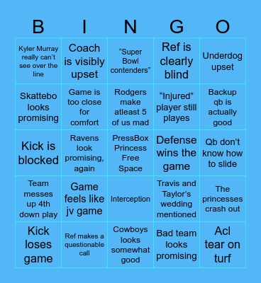 PressBox Bingo- Wk 1 (NFL) Bingo Card