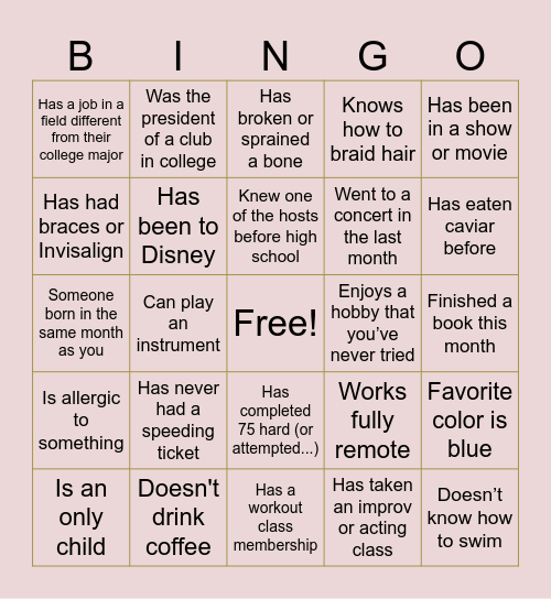 Housewarming Bingo :) Bingo Card