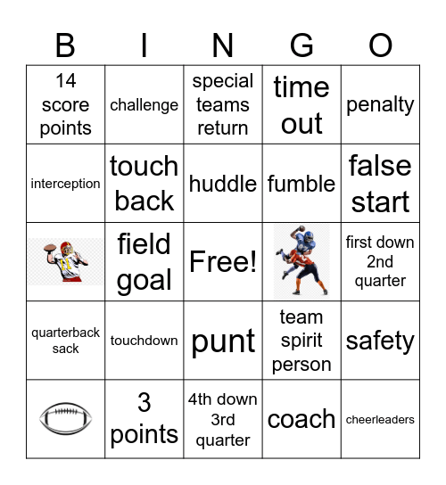 Foot Ball Bingo Card