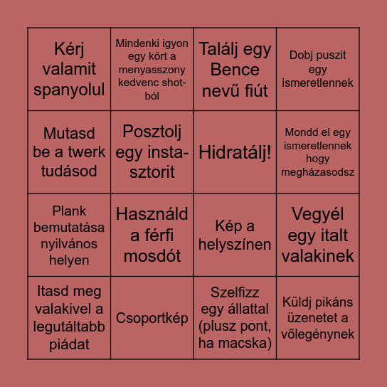 Bachelorette Bingo Card