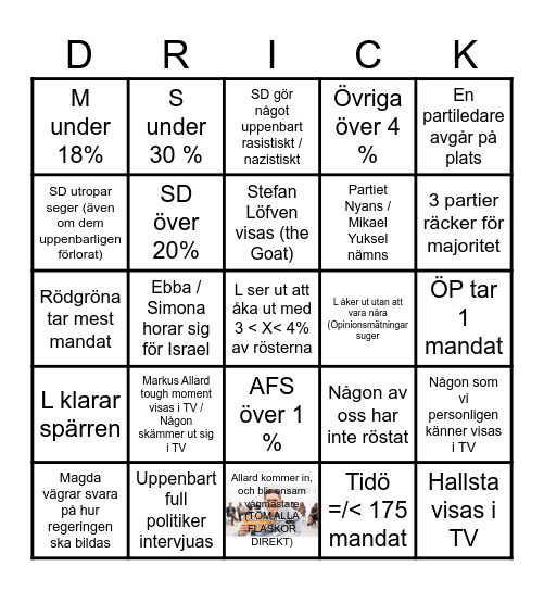 Valet 2026 Bingo Card