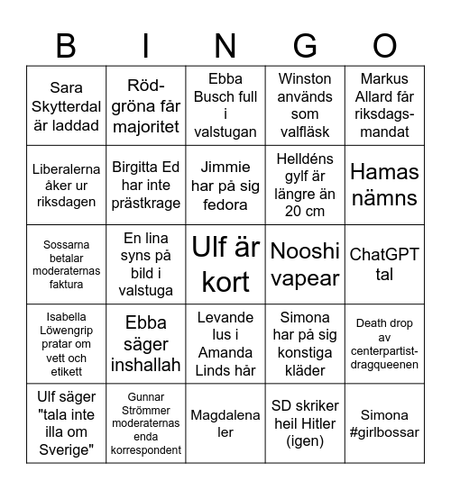 Valvaka 2026 BINGO Card