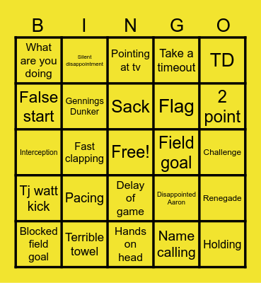 Football Bingo Card