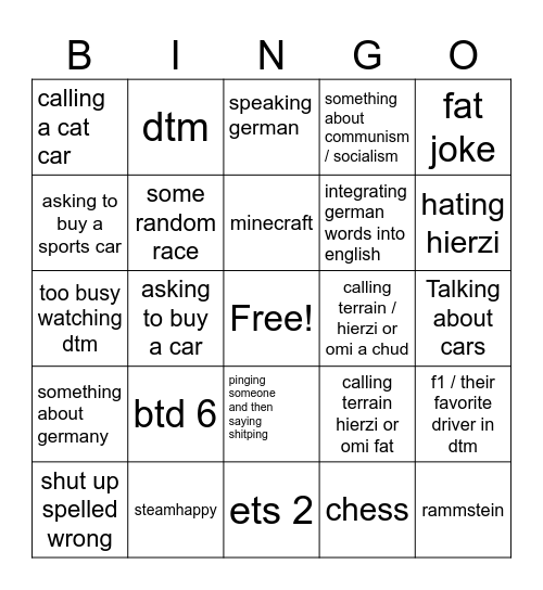 emilia bingo Card