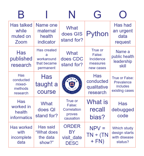 NADrPH Bingo Card