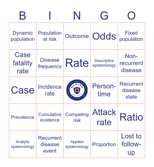 Intro Epi Terms Bingo Card