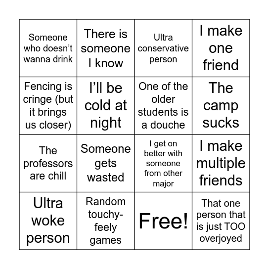 Historický seznamovák Bingo Card