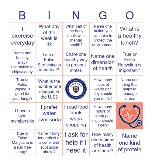 Bingo Health Card Bingo Card