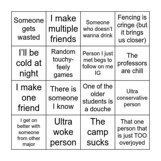 Historický seznamovák Bingo Card