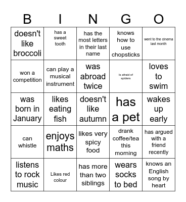 Find someone who... Bingo Card