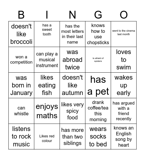 Find someone who... Bingo Card