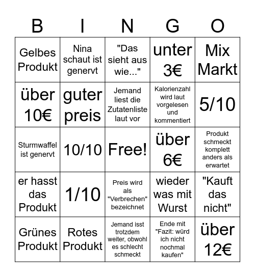 Sturmwaffel Bingo Card
