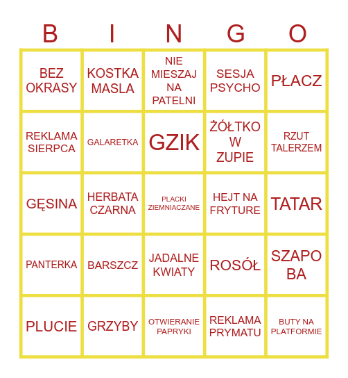 KUCHENNE REWOLUCJE Bingo Card