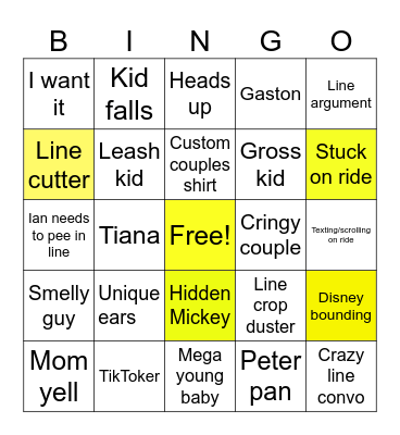 Disney Bingo Card