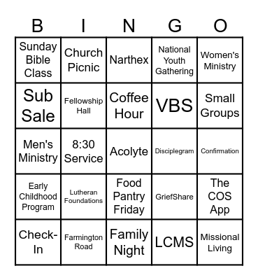COS Bingo Card
