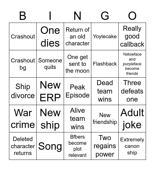 TPOT 25 Bingo Card
