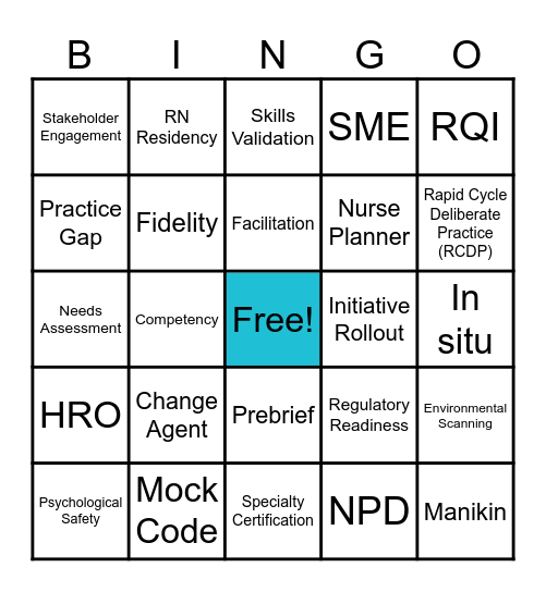 NPD and HealthCare Simulation Week BINGO Card