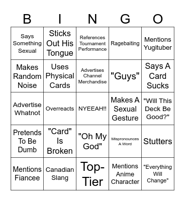 Team SamuraiX1 Bingo Card