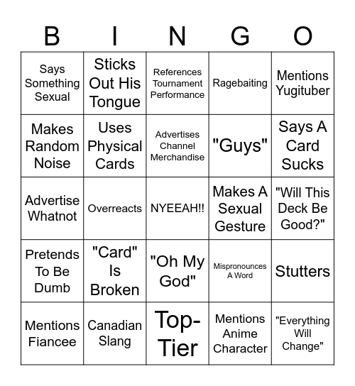 Team SamuraiX1 Bingo Card